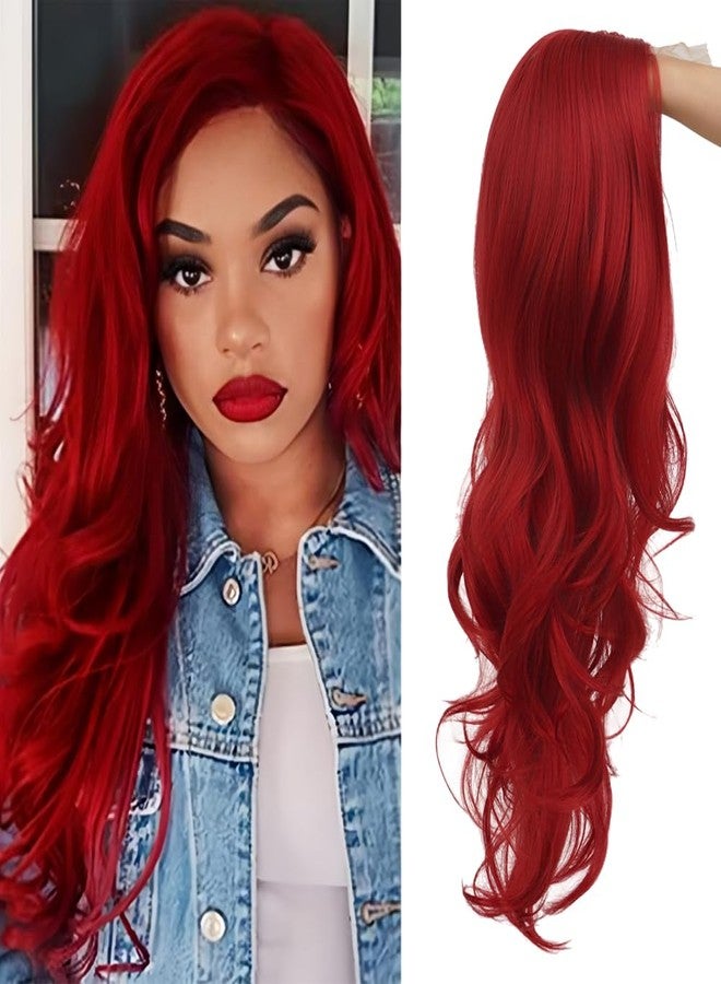 Dai Cloud Long Red Wigs for Women Curly Wavy Side Part Wig Synthetic Hair Replacement Party Halloween Costume Wig - Image 1